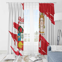 Fiestas Patrias de Peru Window Curtain Coat Of Arms With Cute Alpaca Face