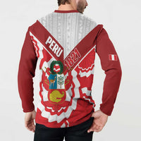 Peru 1821 Proud Button Sweatshirt National Day Peruvian Pattern