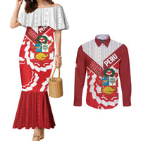 Peru 1821 Proud Couples Matching Mermaid Dress and Long Sleeve Button Shirt National Day Peruvian Pattern