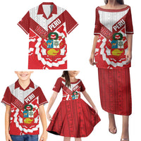Peru 1821 Proud Family Matching Puletasi and Hawaiian Shirt National Day Peruvian Pattern