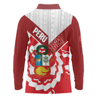 Peru 1821 Proud Long Sleeve Polo Shirt National Day Peruvian Pattern