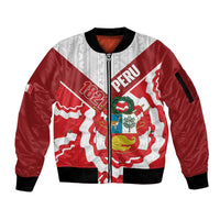Peru 1821 Proud Sleeve Zip Bomber Jacket National Day Peruvian Pattern