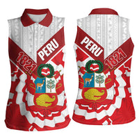 Peru 1821 Proud Women Sleeveless Polo Shirt National Day Peruvian Pattern