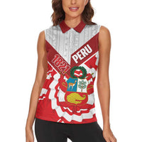 Peru 1821 Proud Women Sleeveless Polo Shirt National Day Peruvian Pattern