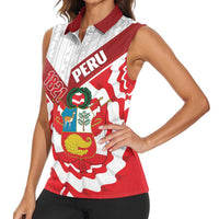 Peru 1821 Proud Women Sleeveless Polo Shirt National Day Peruvian Pattern