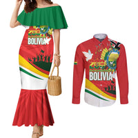 Bolivia Independence Day Couples Matching Mermaid Dress and Long Sleeve Button Shirt 200 Anos Dia de la Independencia