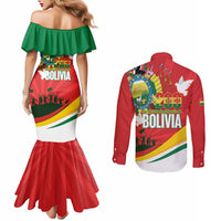 Bolivia Independence Day Couples Matching Mermaid Dress and Long Sleeve Button Shirt 200 Anos Dia de la Independencia