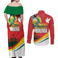Bolivia Independence Day Couples Matching Off Shoulder Maxi Dress and Long Sleeve Button Shirt 200 Anos Dia de la Independencia
