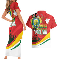 Bolivia Independence Day Couples Matching Short Sleeve Bodycon Dress and Hawaiian Shirt 200 Anos Dia de la Independencia