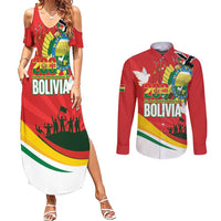 Bolivia Independence Day Couples Matching Summer Maxi Dress and Long Sleeve Button Shirt 200 Anos Dia de la Independencia