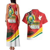 Bolivia Independence Day Couples Matching Tank Maxi Dress and Hawaiian Shirt 200 Anos Dia de la Independencia