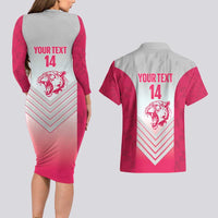 South Africa Rugby Custom Couples Matching Long Sleeve Bodycon Dress and Hawaiian Shirt Come On Puma African Pattern