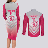 South Africa Rugby Custom Couples Matching Long Sleeve Bodycon Dress and Long Sleeve Button Shirt Come On Puma African Pattern