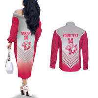 South Africa Rugby Custom Couples Matching Off The Shoulder Long Sleeve Dress and Long Sleeve Button Shirt Come On Puma African Pattern