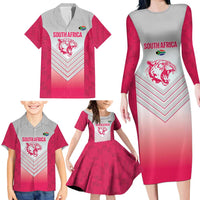 South Africa Rugby Custom Family Matching Long Sleeve Bodycon Dress and Hawaiian Shirt Come On Puma African Pattern