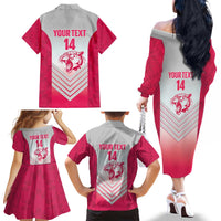 South Africa Rugby Custom Family Matching Off The Shoulder Long Sleeve Dress and Hawaiian Shirt Come On Puma African Pattern