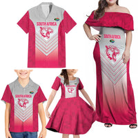 South Africa Rugby Custom Family Matching Off Shoulder Maxi Dress and Hawaiian Shirt Come On Puma African Pattern