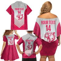 South Africa Rugby Custom Family Matching Off Shoulder Short Dress and Hawaiian Shirt Come On Puma African Pattern