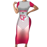 South Africa Rugby Custom Short Sleeve Bodycon Dress Come On Puma African Pattern