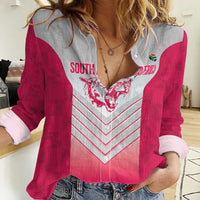 South Africa Rugby Custom Women Casual Shirt Come On Puma African Pattern