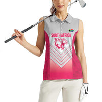 South Africa Rugby Custom Women Sleeveless Polo Shirt Come On Puma African Pattern