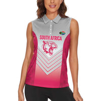 South Africa Rugby Custom Women Sleeveless Polo Shirt Come On Puma African Pattern