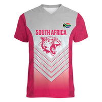 South Africa Rugby Custom Women V-Neck T-Shirt Come On Puma African Pattern