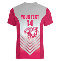 South Africa Rugby Custom Women V-Neck T-Shirt Come On Puma African Pattern