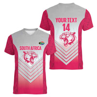 South Africa Rugby Custom Women V-Neck T-Shirt Come On Puma African Pattern