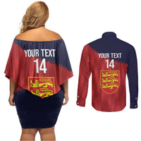 Custom Jersey Cricket Couples Matching Off Shoulder Short Dress and Long Sleeve Button Shirt Go Jer Lions - Wonder Print Shop