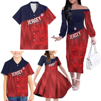 Custom Jersey Cricket Family Matching Off The Shoulder Long Sleeve Dress and Hawaiian Shirt Go Jer Lions - Wonder Print Shop