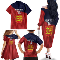Custom Jersey Cricket Family Matching Off The Shoulder Long Sleeve Dress and Hawaiian Shirt Go Jer Lions - Wonder Print Shop