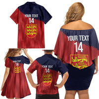 Custom Jersey Cricket Family Matching Off Shoulder Short Dress and Hawaiian Shirt Go Jer Lions - Wonder Print Shop