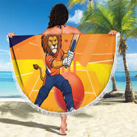 Custom Netherlands Cricket Beach Blanket Go Flying Dutchmen Lion Mascot - Wonder Print Shop