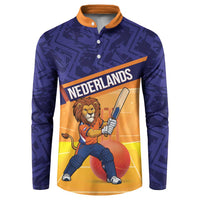 Custom Netherlands Cricket Button Sweatshirt Go Flying Dutchmen Lion Mascot - Wonder Print Shop