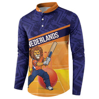 Custom Netherlands Cricket Button Sweatshirt Go Flying Dutchmen Lion Mascot - Wonder Print Shop