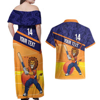 Custom Netherlands Cricket Couples Matching Off Shoulder Maxi Dress and Hawaiian Shirt Go Flying Dutchmen Lion Mascot - Wonder Print Shop