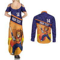 Custom Netherlands Cricket Couples Matching Summer Maxi Dress and Long Sleeve Button Shirt Go Flying Dutchmen Lion Mascot - Wonder Print Shop