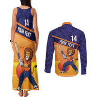 Custom Netherlands Cricket Couples Matching Tank Maxi Dress and Long Sleeve Button Shirt Go Flying Dutchmen Lion Mascot - Wonder Print Shop