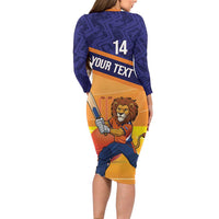 Custom Netherlands Cricket Family Matching Long Sleeve Bodycon Dress and Hawaiian Shirt Go Flying Dutchmen Lion Mascot - Wonder Print Shop