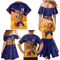 Custom Netherlands Cricket Family Matching Mermaid Dress and Hawaiian Shirt Go Flying Dutchmen Lion Mascot - Wonder Print Shop
