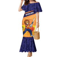 Custom Netherlands Cricket Family Matching Mermaid Dress and Hawaiian Shirt Go Flying Dutchmen Lion Mascot - Wonder Print Shop