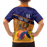 Custom Netherlands Cricket Family Matching Off Shoulder Short Dress and Hawaiian Shirt Go Flying Dutchmen Lion Mascot - Wonder Print Shop
