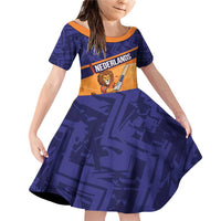 Custom Netherlands Cricket Family Matching Off Shoulder Short Dress and Hawaiian Shirt Go Flying Dutchmen Lion Mascot - Wonder Print Shop
