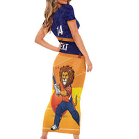 Custom Netherlands Cricket Family Matching Short Sleeve Bodycon Dress and Hawaiian Shirt Go Flying Dutchmen Lion Mascot - Wonder Print Shop