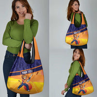 Custom Netherlands Cricket Grocery Bag Go Flying Dutchmen Lion Mascot - Wonder Print Shop