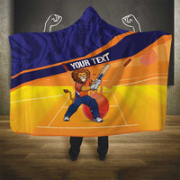 Custom Netherlands Cricket Hooded Blanket Go Flying Dutchmen Lion Mascot - Wonder Print Shop