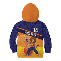 Custom Netherlands Cricket Kid Hoodie Go Flying Dutchmen Lion Mascot - Wonder Print Shop