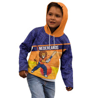 Custom Netherlands Cricket Kid Hoodie Go Flying Dutchmen Lion Mascot - Wonder Print Shop
