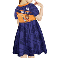 Custom Netherlands Cricket Kid Short Sleeve Dress Go Flying Dutchmen Lion Mascot - Wonder Print Shop